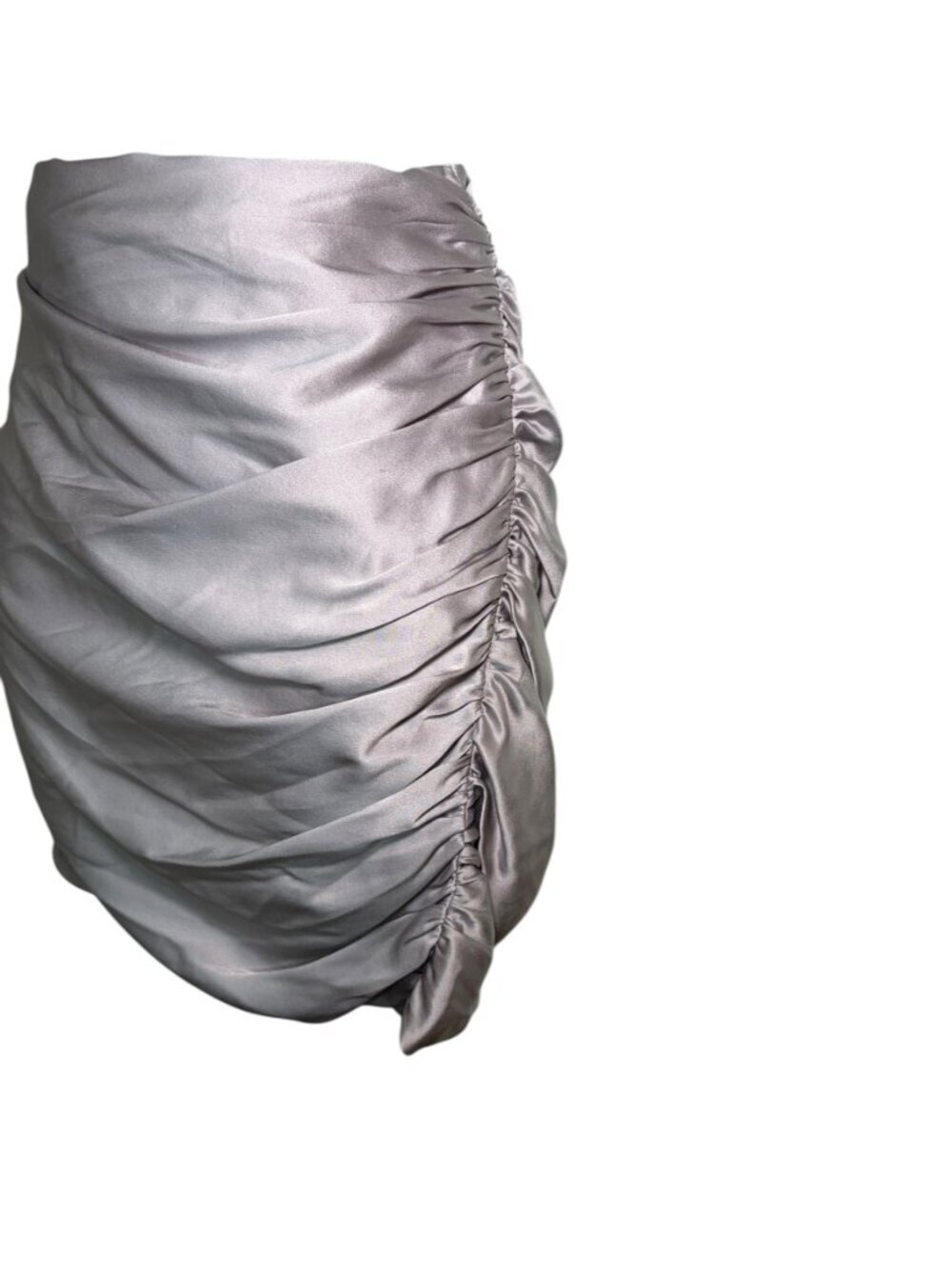 The Sei Silk Ruched Mini Skirt Silver Size 10 NWT Designer - Picture 4 of 7